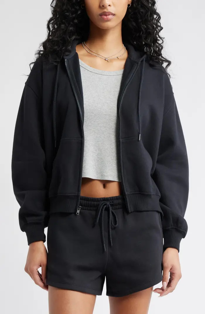 Relaxed Cotton Blend Zip Hoodie | Nordstrom