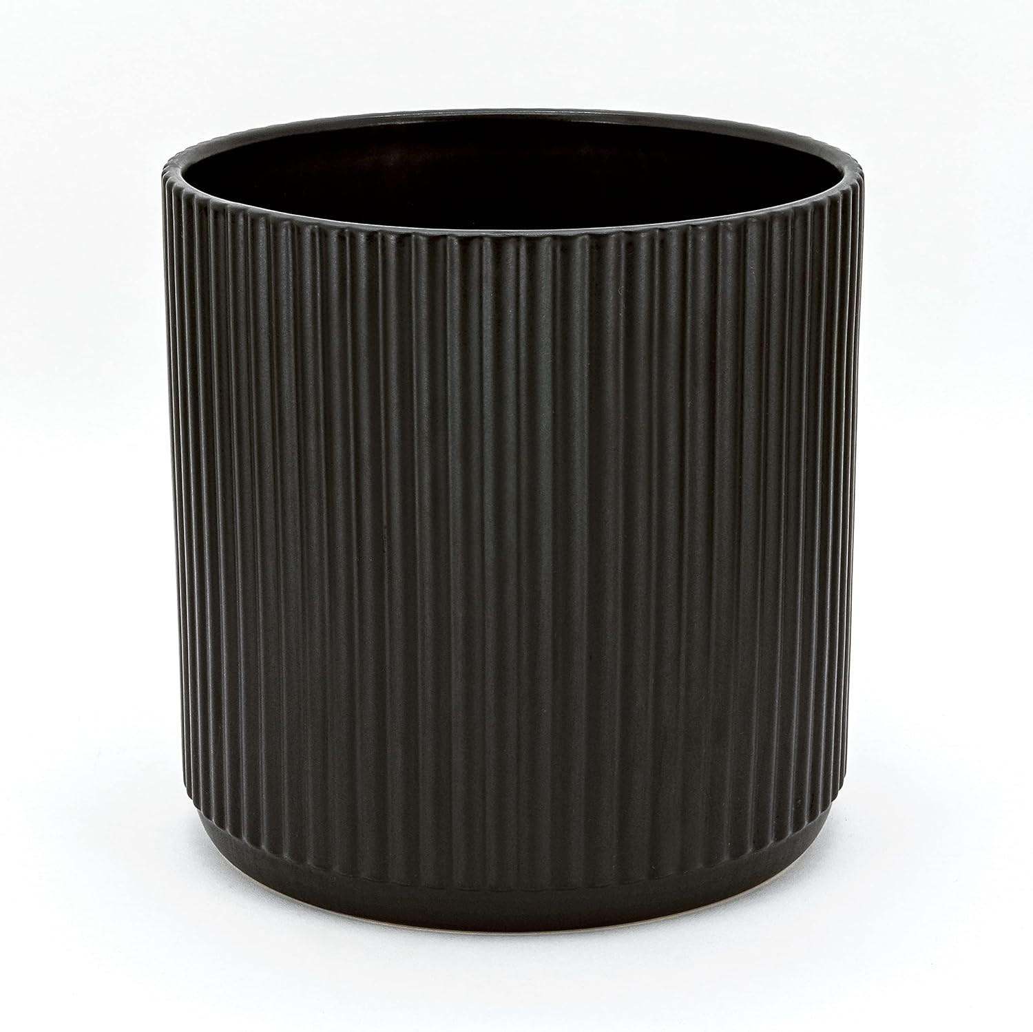 Amazon Basics Fluted Ceramic Round Planter, 10-Inch, Black | Amazon (US)