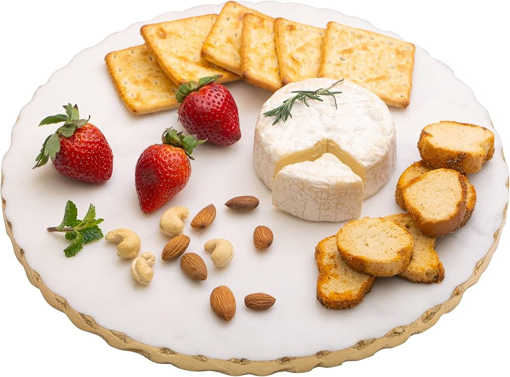 Marble Cheese Board, 11.25 Inch Marble Charcuterie Board with Gold Foiling, Elegant Marble Platte... | Amazon (US)