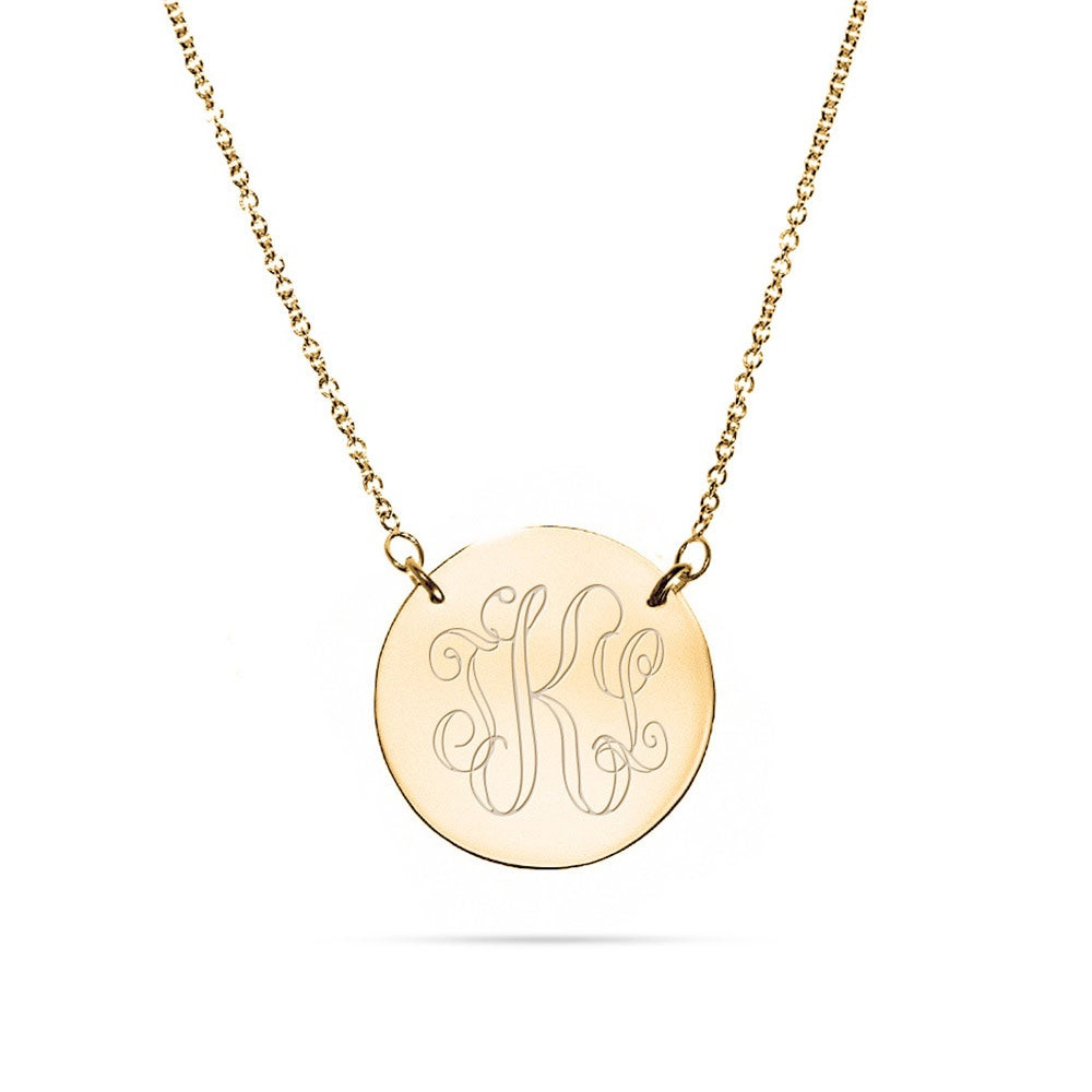 Engravable Gold Disc Necklace | Eve's Addiction Jewelry