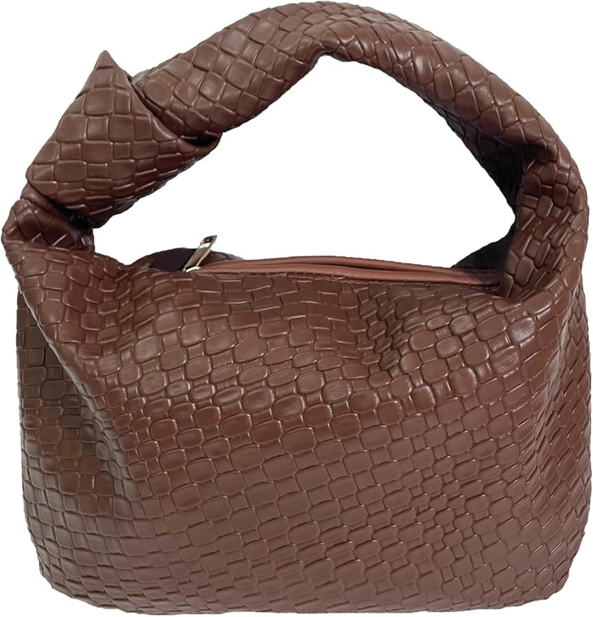 PHILOMENA Woven Hobo Bag for Women Knot Strap Handbags Leather Dumpling Clutch Purses with Zipper | Amazon (US)
