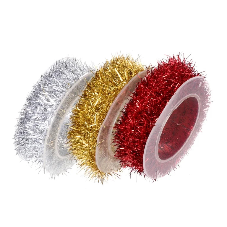 3pcs Christmas Thin Tinsel Garlands 1.5m 3 Colors Metallic Garland Decoration | Walmart (US)