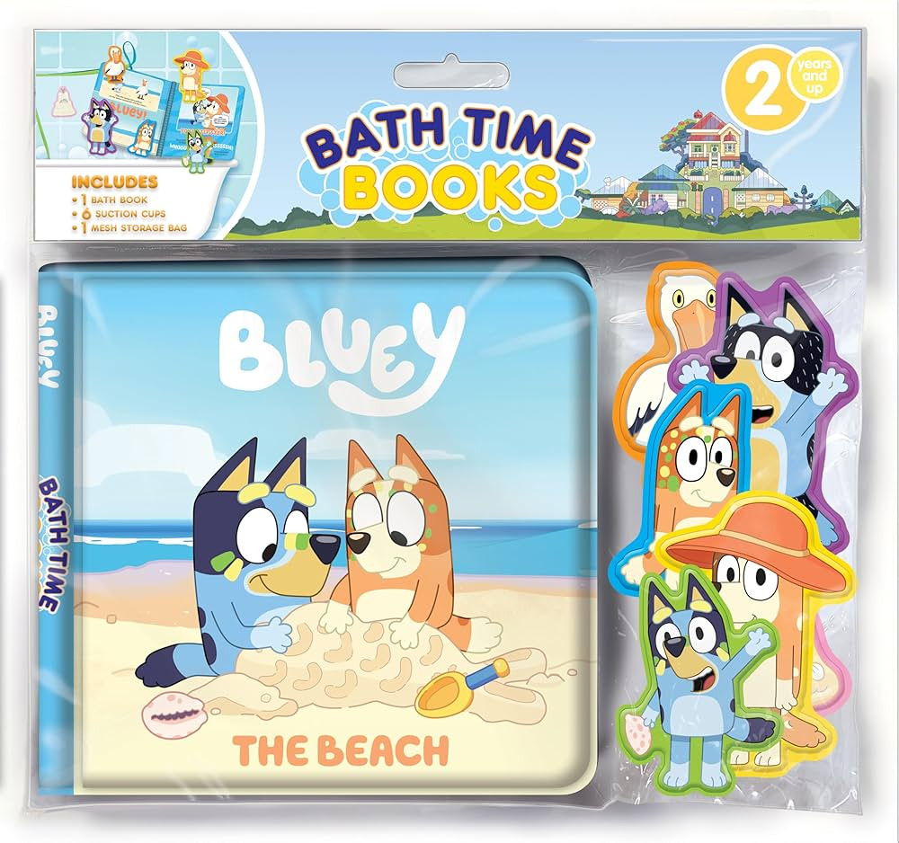 Bluey The Beach Bath Time Books - Activity Books for kids, Bath book, 6 Padded suction cups, 1 Me... | Amazon (US)