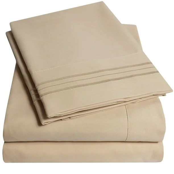 1800 Thread Count 4 Piece Deep Pocket Bedroom Bed Sheet Set King - Taupe | Walmart (US)