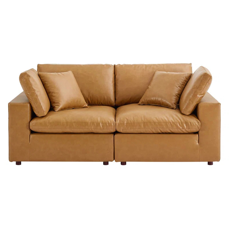 Modway Commix Down Filled Overstuffed Vegan Leather, Loveseat | Wayfair North America