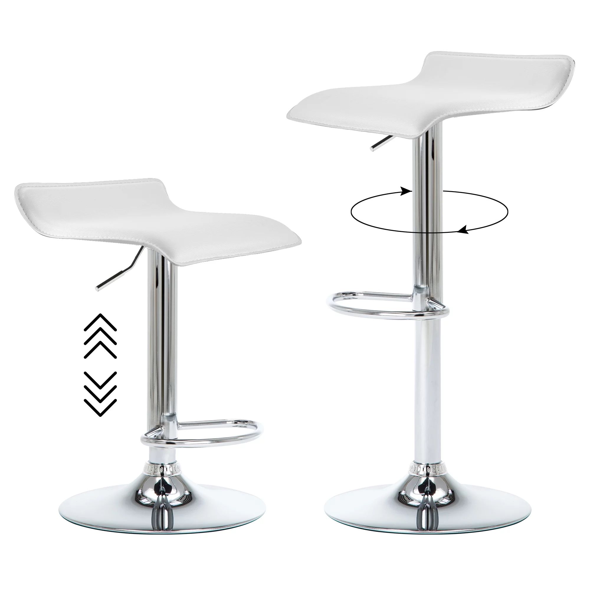 Adjustable Height Swivel Bar Stool Modern White Bar Chair，Set of 2 | Walmart (US)