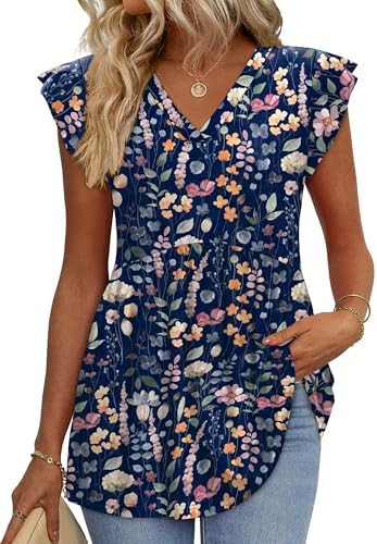 WIHOLL Womens Summer Tops 2026 Babydoll Shirts Ruffle Sleeve Spring Outfits Dressy Casual Blouses | Amazon (US)