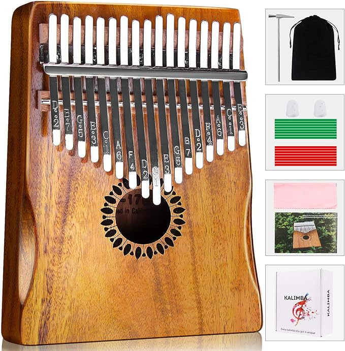 Kalimba Thumb Piano 17 Keys, Portable Mbira Finger Piano Gifts for Kids and Adults Beginners Wood | Amazon (US)