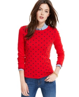 Tommy Hilfiger Polka-Dot Scoop-Neck Sweater | Macys (US)