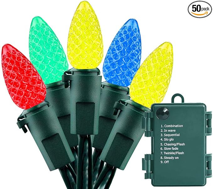 Battery Operated String Lights - 18ft 50 LED C3 String Lights Christmas Lights Battery Powered St... | Amazon (US)