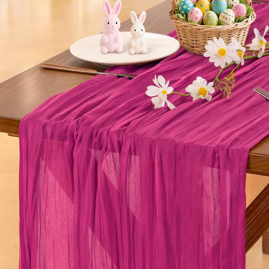 Socomi Hot Pink Summer Cheesecloth Table Runner Fuschia Boho Rustic Gauze 120 inch 10FT Cheese Cl... | Amazon (US)