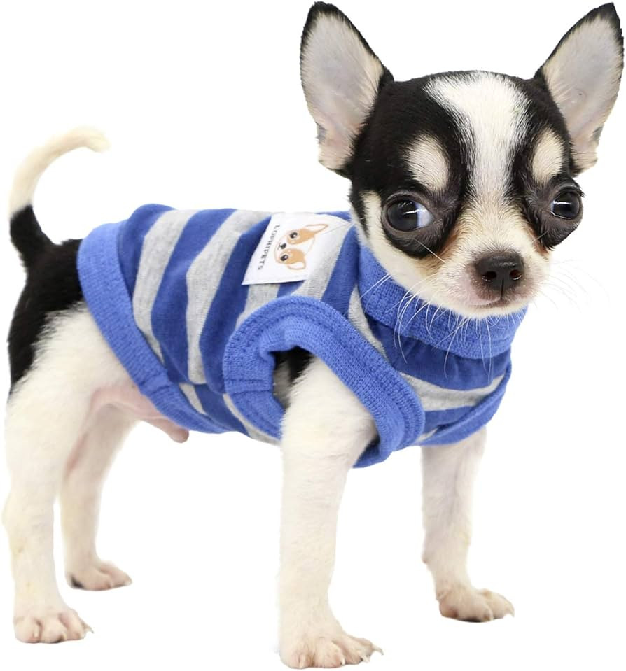 LOPHIPETS 100% Cotton Striped Dog Shirts for Small Dogs Chihuahua Puppy Clothes Tank Vest Tee-Blu... | Amazon (US)