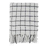 SARO LIFESTYLE Sevan Collection Checkered Throw Blanket, 50" x 60", Black/White | Amazon (US)