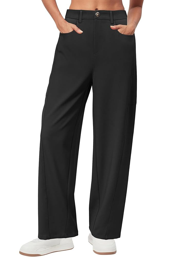 Arach&Cloz 2025 Women's Stretch Wrinkle Free Wide Leg Trousers Casual High Elastic Waisted Loose ... | Amazon (US)