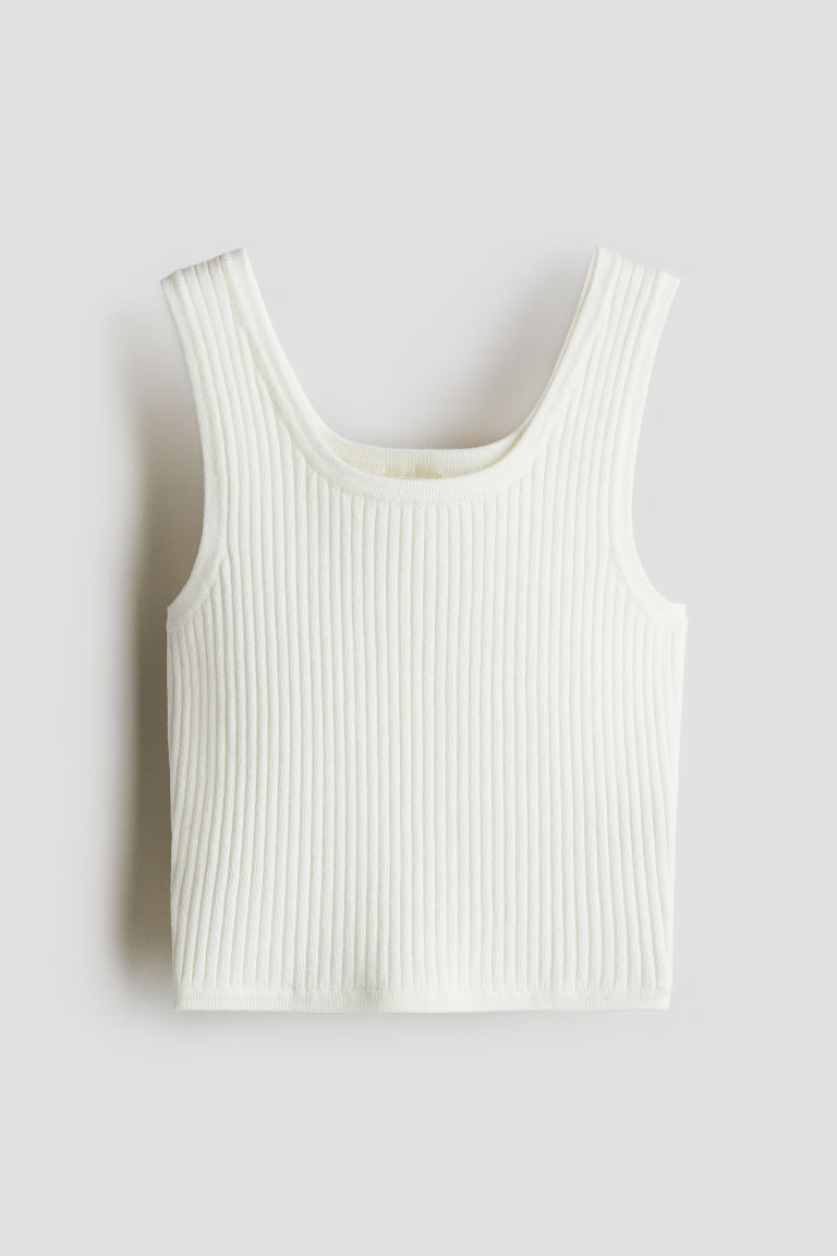 H & M - Rib-Knit Tank Top - White | H&M (US + CA)