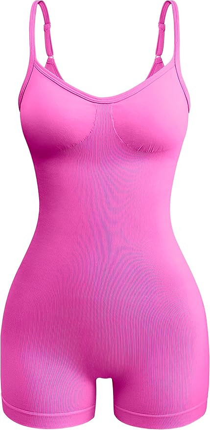 OQQ Women's Yoga Rompers Ribbed One Piece Spaghetti Strap Sleeveless Tops Romper | Amazon (US)
