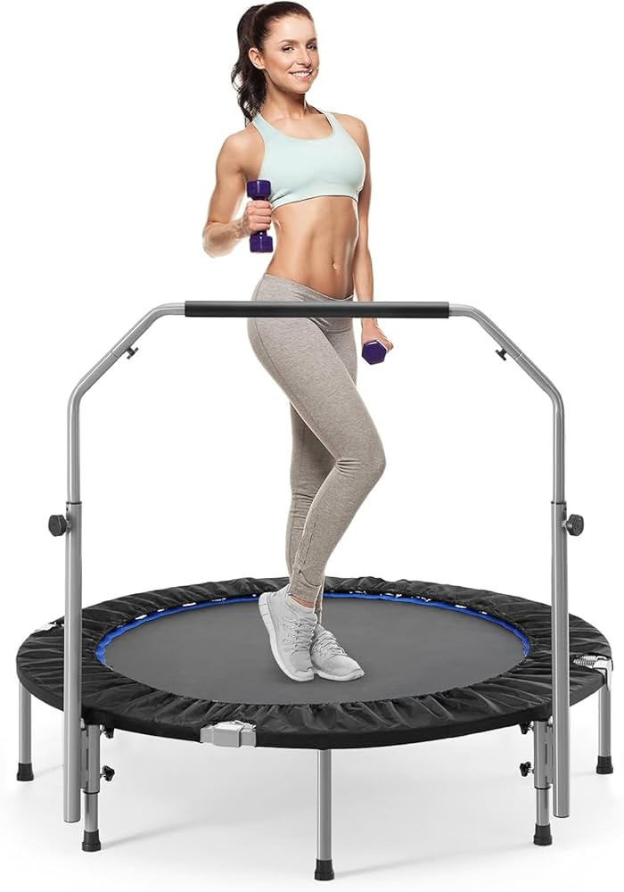 Sweetcrispy 40" in/48 in Mini Fitness Trampoline - 330LBS Foldable Exercise Rebounder with Adjust... | Amazon (US)
