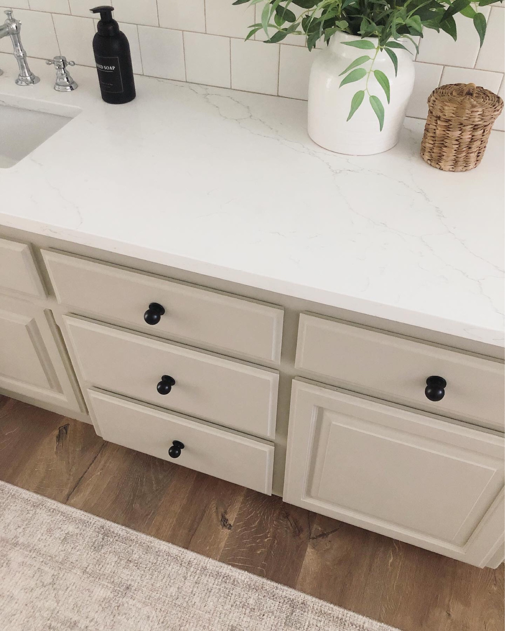 Bathroom decor, bathroom flooring, laminate flooring, wood flooring, cabinet paint, gray cabinets, bathroom remodel, bathroom ideas, bathroom designs

#LTKFind #LTKhome