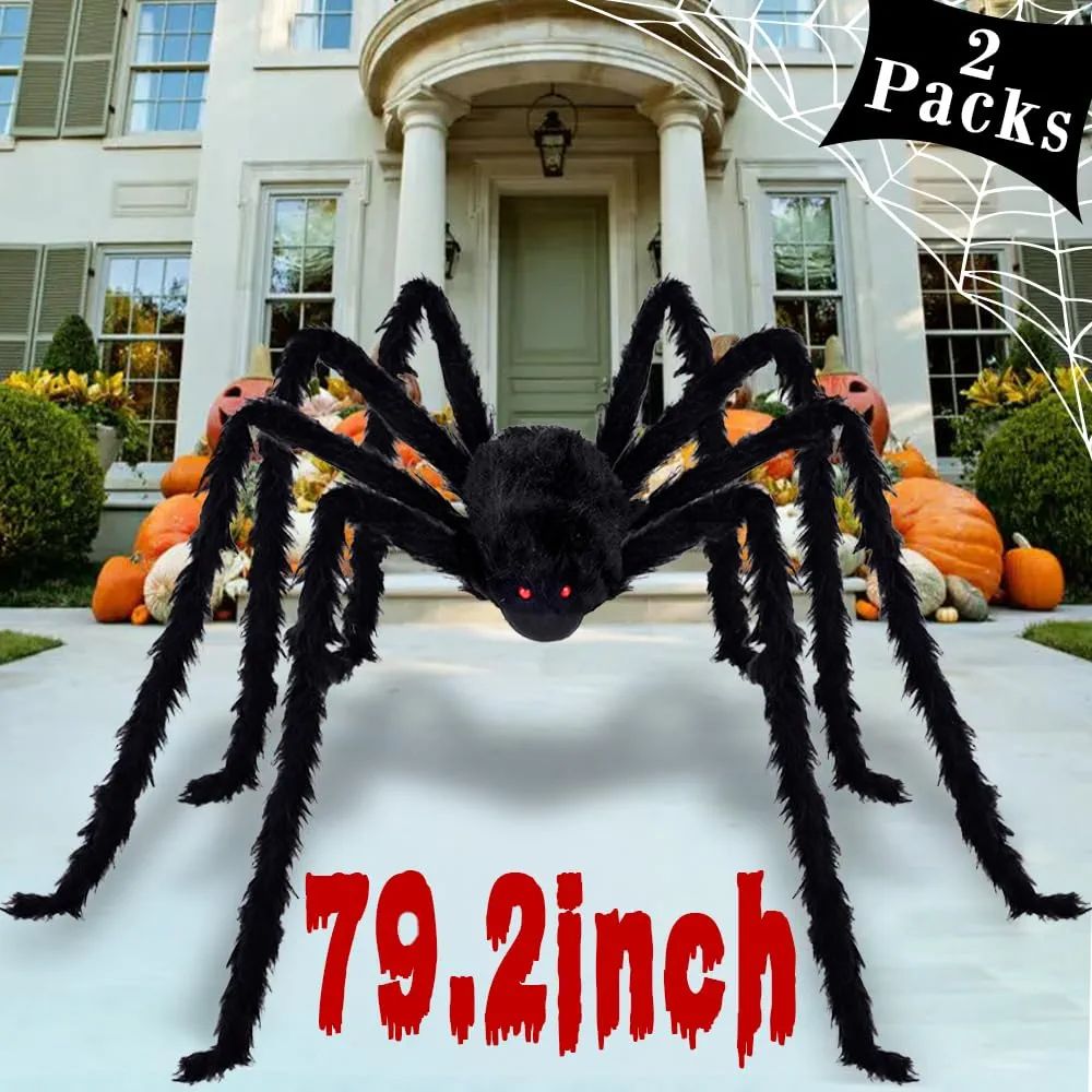 Amazon.com: Pawliss Halloween Decorations, 2 Pcs 79.2 Inches Giant Halloween Spider, Halloween De... | Amazon (US)