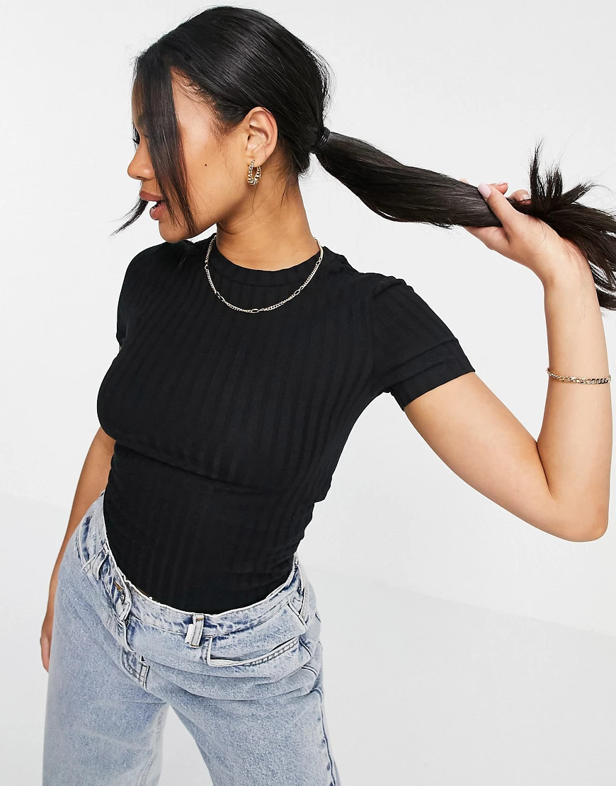 ASOS DESIGN slim fit t-shirt in rib in black | ASOS (Global)