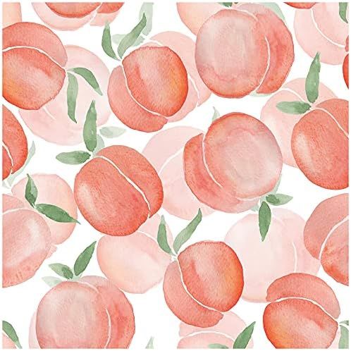 HaokHome 93084 Watercolor Peach Peel and Stick Wallpaper Pink/Green/White Removable for Kithen Ca... | Amazon (US)