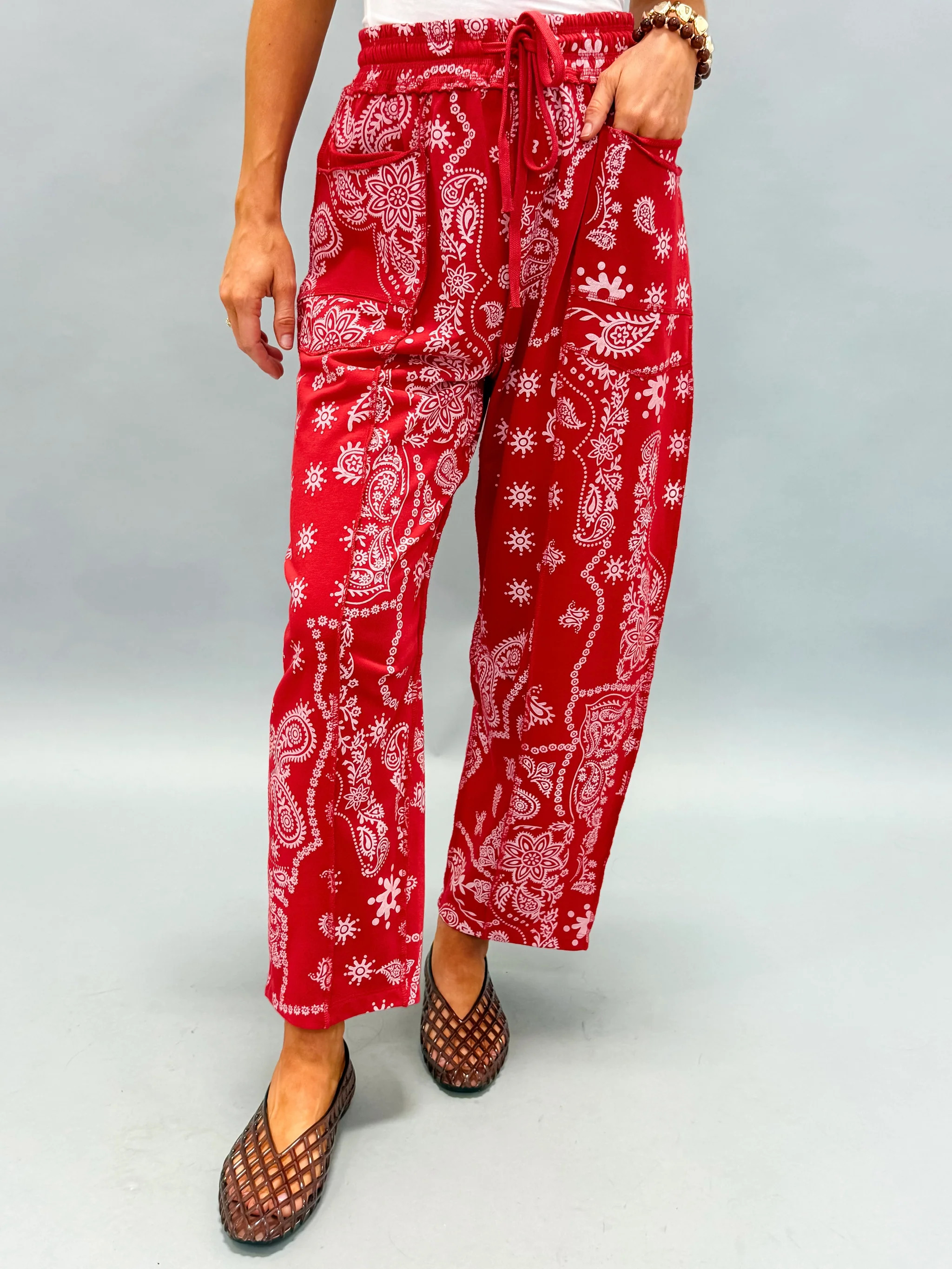 Bandera Barrel Knit Pants-Red Bandana | Shop.app