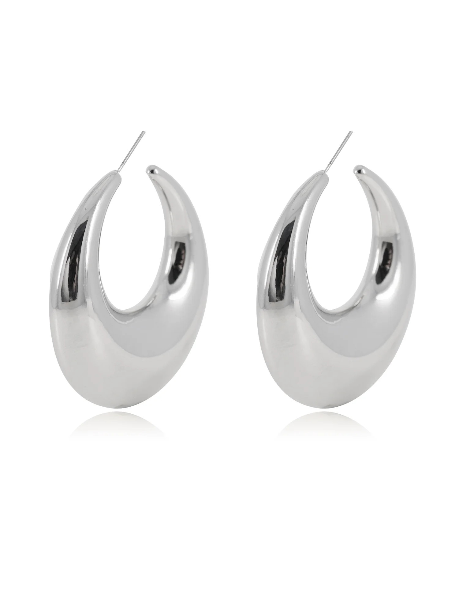 Time and Tru Women's Graduated Hoop In Silver Plated Color | Walmart (US)