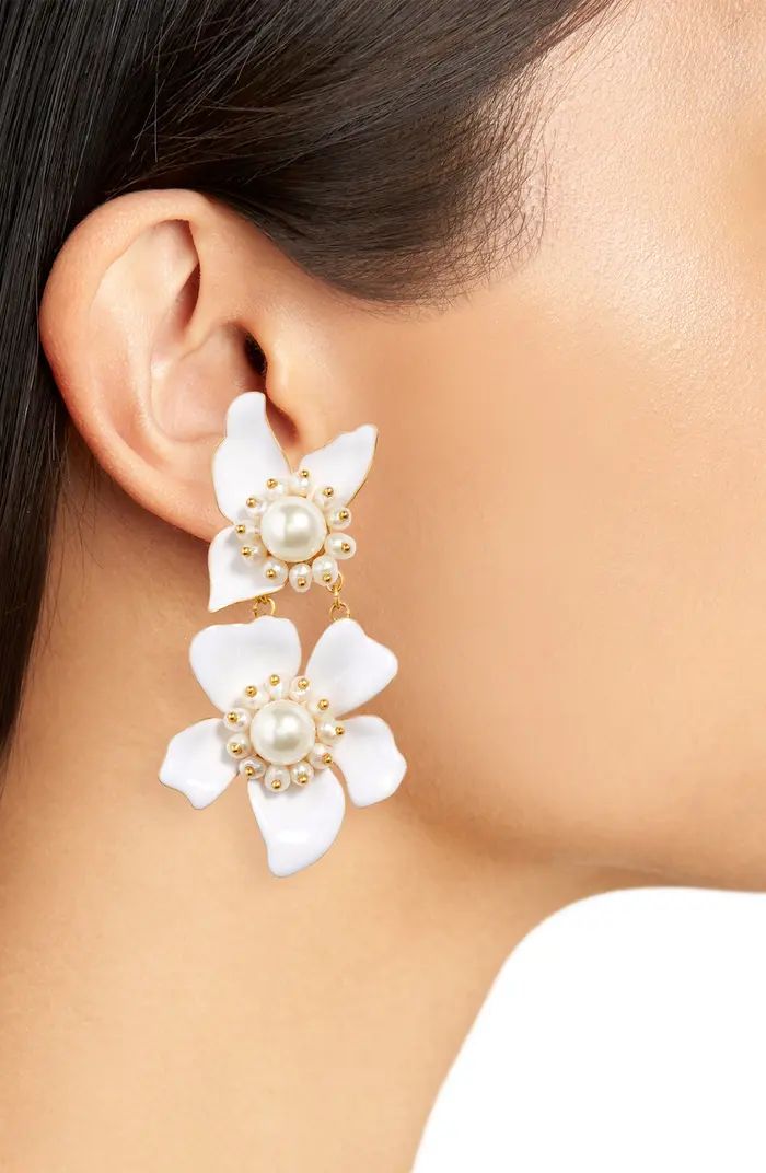 kate spade new york floral imitation pearl statement drop earrings | Nordstrom | Nordstrom Canada