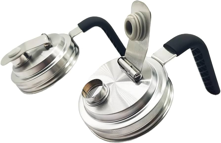 Stainless Steel Wide Mouth Mason Jar Flip Pouring Spout Lids with Handle,No Rust Leaking Proof fo... | Amazon (US)