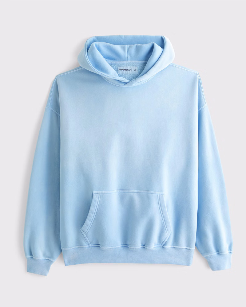 Abercrombie & Fitch Men's Essential Popover Hoodie in Light Blue - Size XS | Abercrombie & Fitch (US)