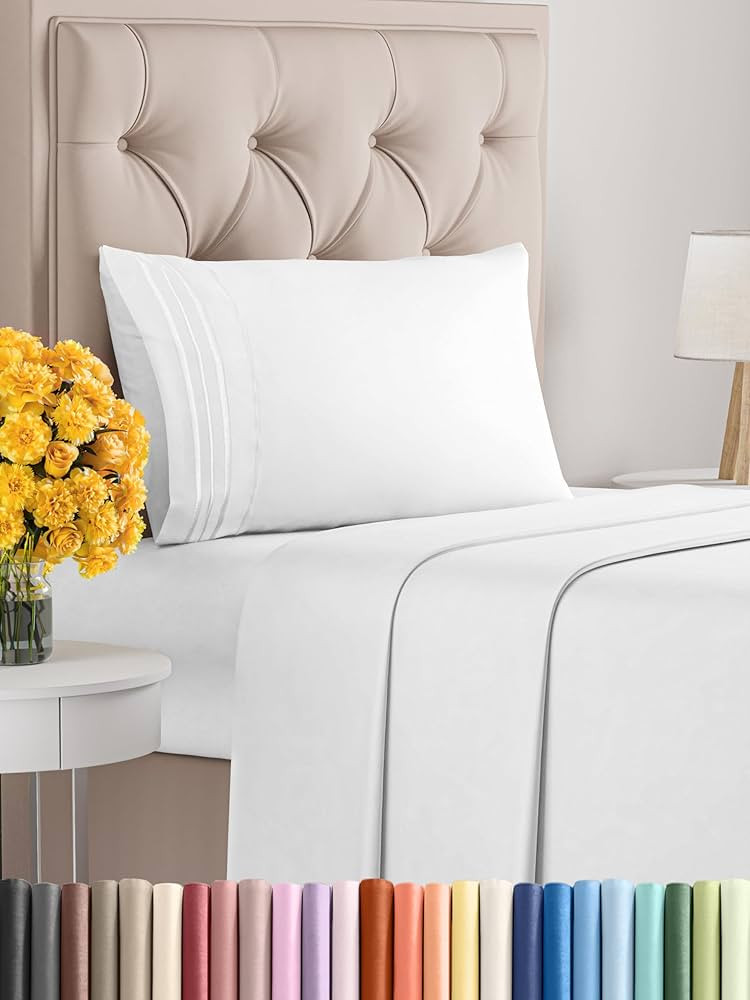 Twin XL Size 3 Piece Sheet Set - College Dorm Room Essentials - Extra Soft & Comfy Luxury Sheets ... | Amazon (US)