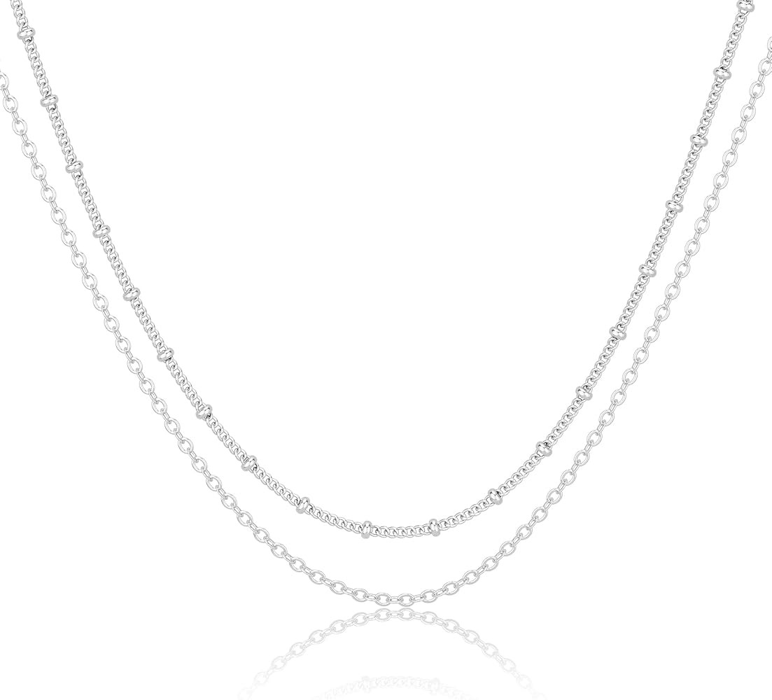 MBW Layered Necklaces for Women, Dainty Silver Plated Snake Twist Rope Chain Necklace for Women S... | Amazon (US)