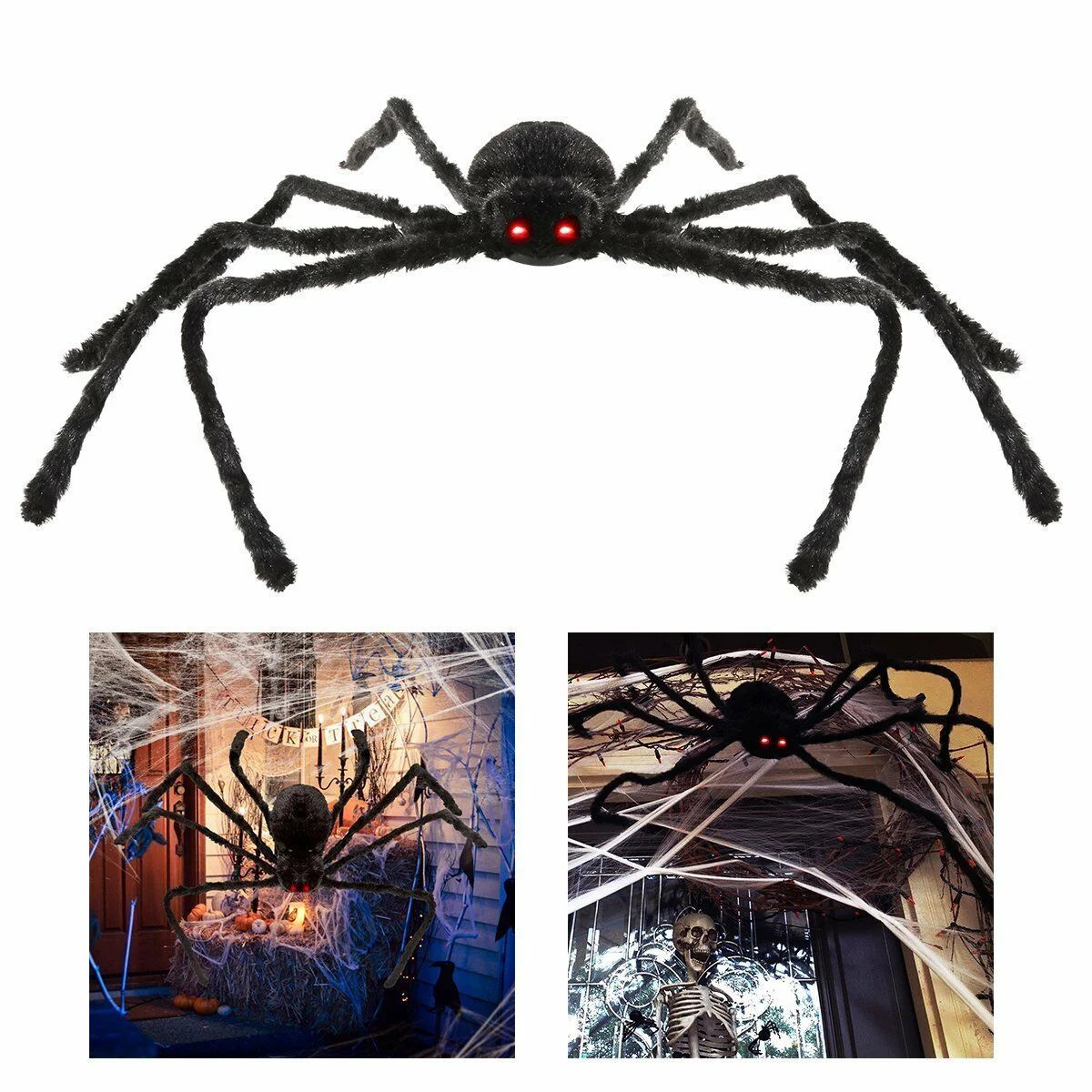 30" Black Large Spider Plush Toy Realistic Hairy Spider Halloween Party Scary Decoration Haunted ... | Walmart (US)