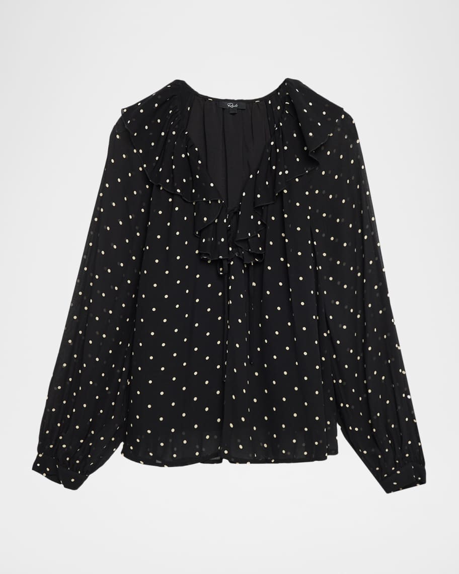 Honora Polka-Dot Chiffon Blouse | Neiman Marcus
