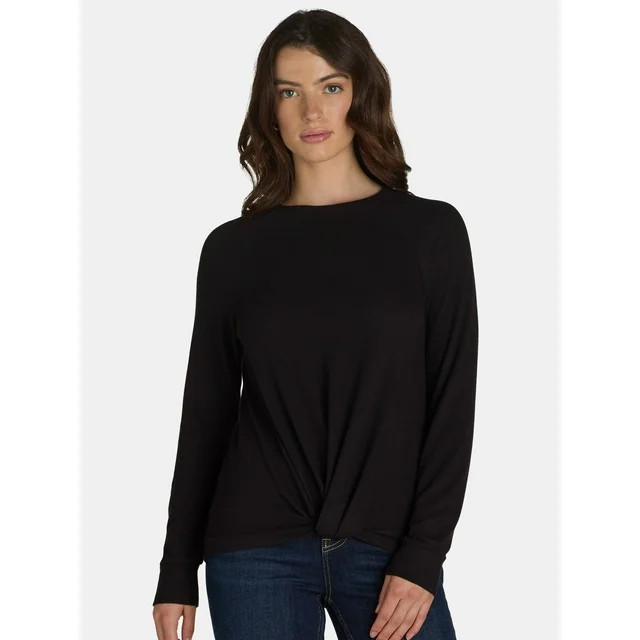 Time and Tru Women's Hacci Knot Front Top, Sizes S-XXXL | Walmart (US)