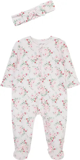 Pretty Roses Cotton Footie & Headband Set | Nordstrom Rack