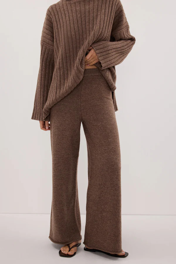 TUCSON MOCHA WIDE LEG KNIT PANT | DISSH