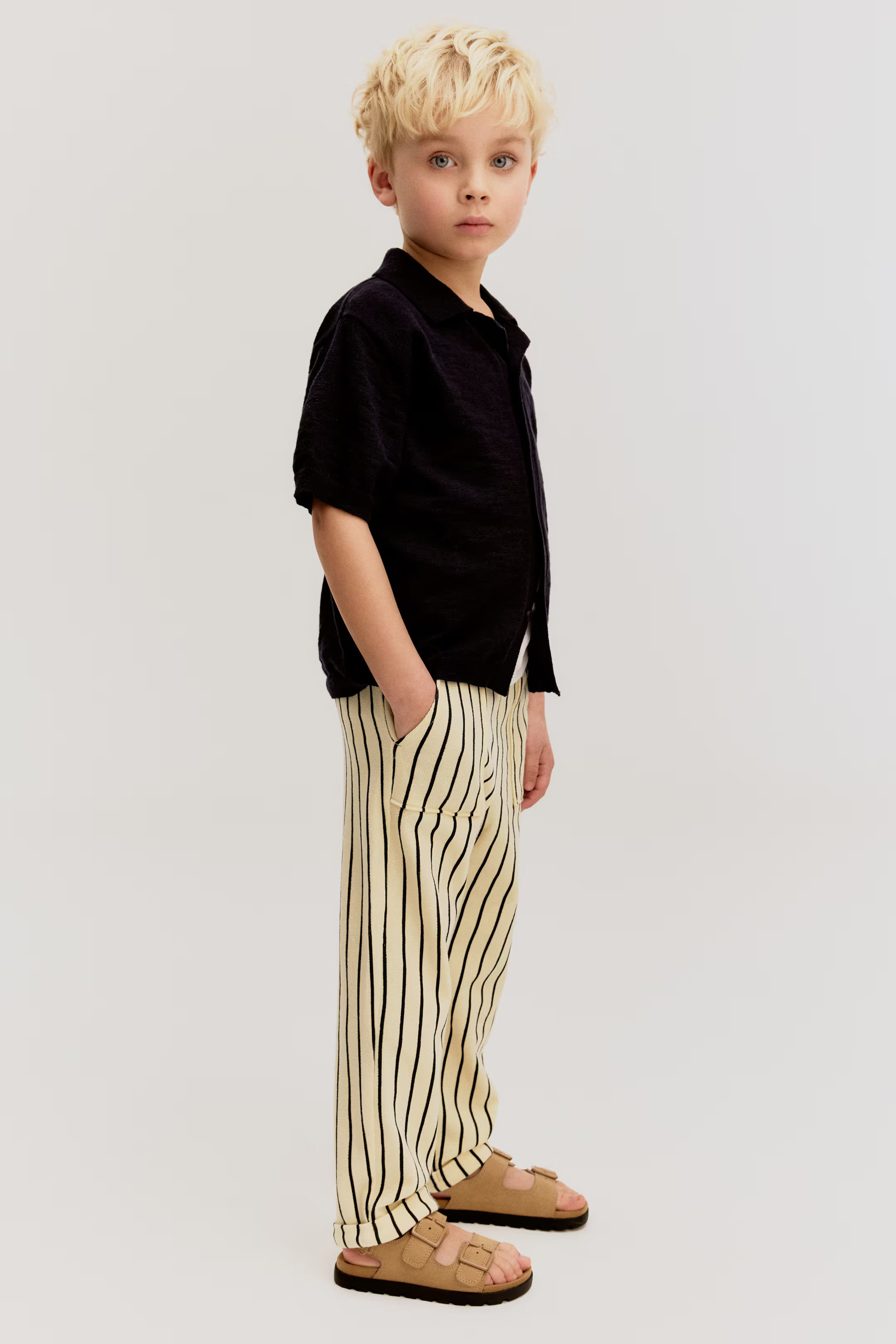 Textured jersey joggers - Yellow/Striped - Kids | H&M GB | H&M (UK, MY, IN, SG, PH, TW, HK)