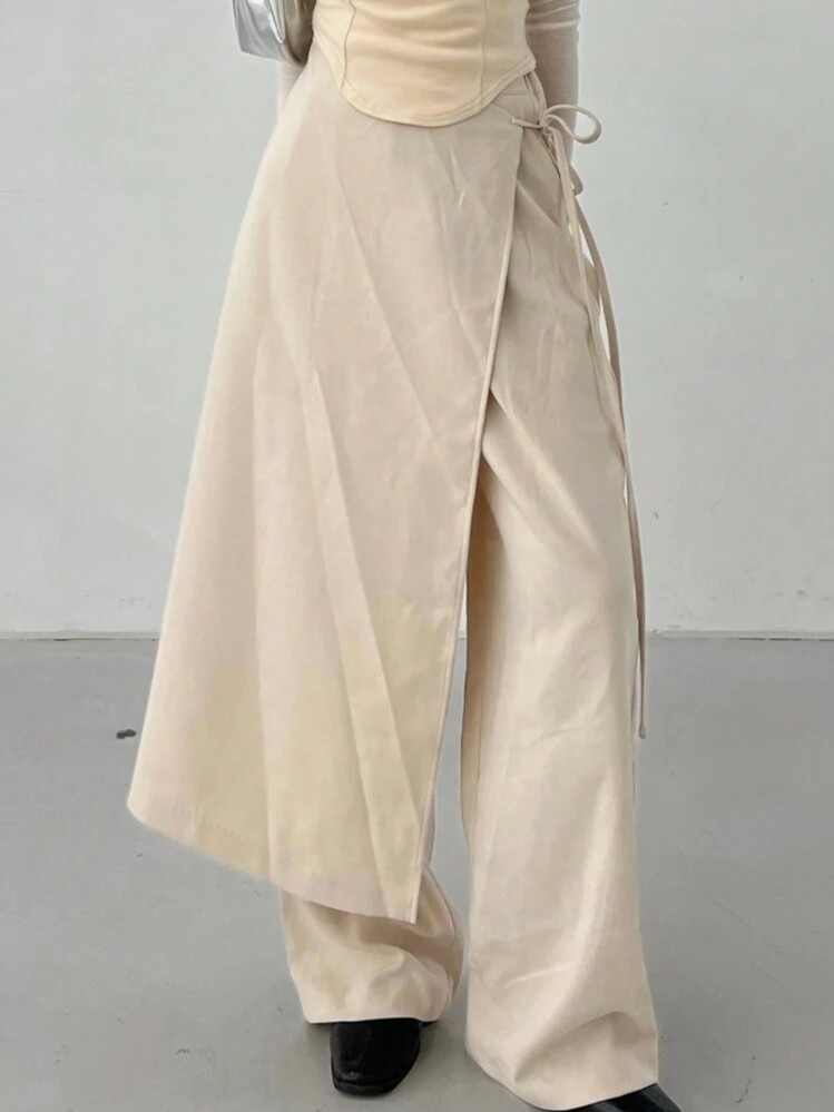 DAZY Women's Solid Color Pants Skirt, 2 In 1, Ankle Length, Apricot, Business Casual, All Season | SHEIN