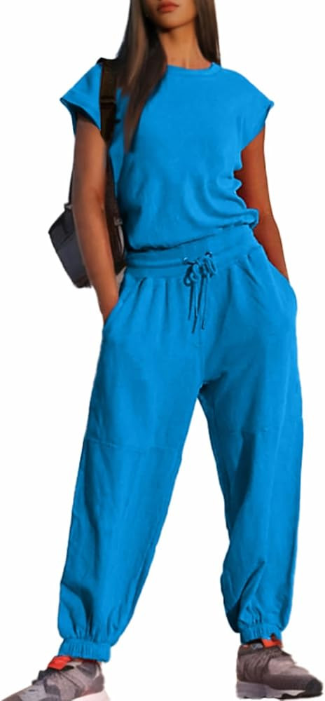 Glamaker Women's Casual Sleeveless One Piece Jumpsuits Loose Open Back Workout Onesie Summer Outf... | Amazon (US)