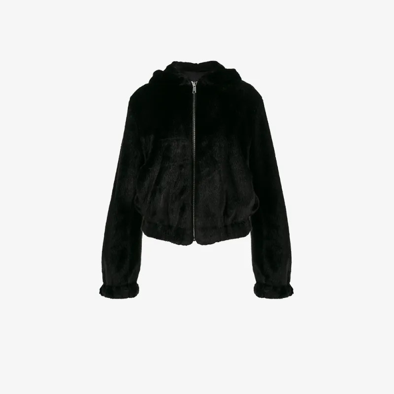 Helmut Lang teddy hood faux fur jacket | Browns Fashion
