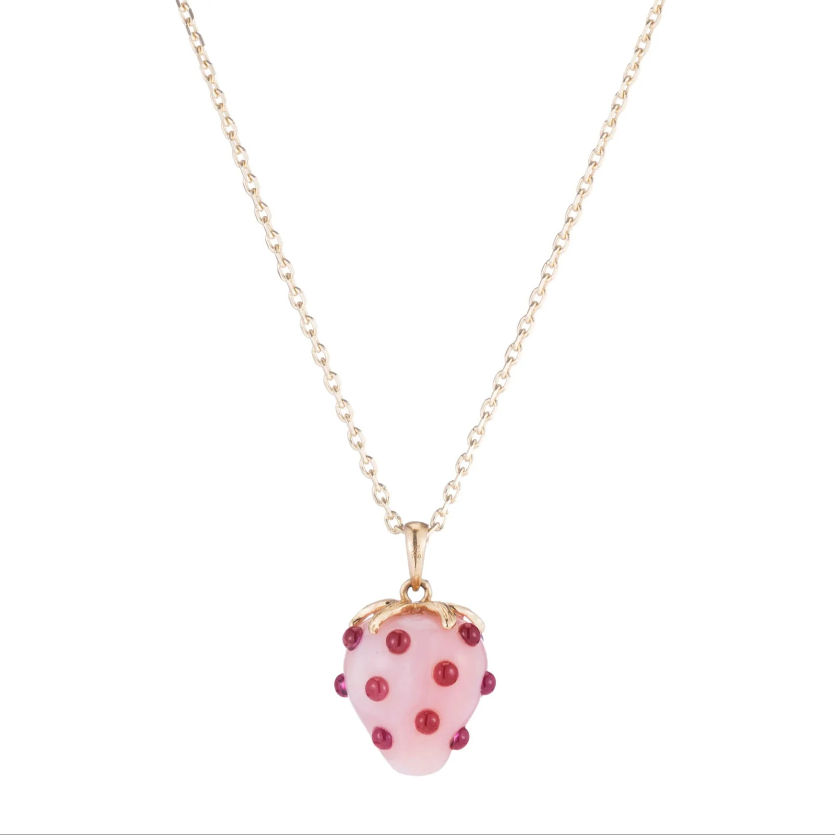Strawberry Charm Pendant Necklace | Custom 14k Gold | Ariel Gordon Jewelry