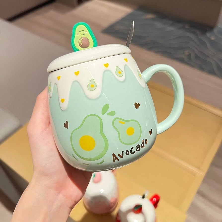 RQEVSNVK High beauty Cup With Cover Spoon Mug Female Student Korean Version Lovely ins Coffee Cup... | Amazon (US)