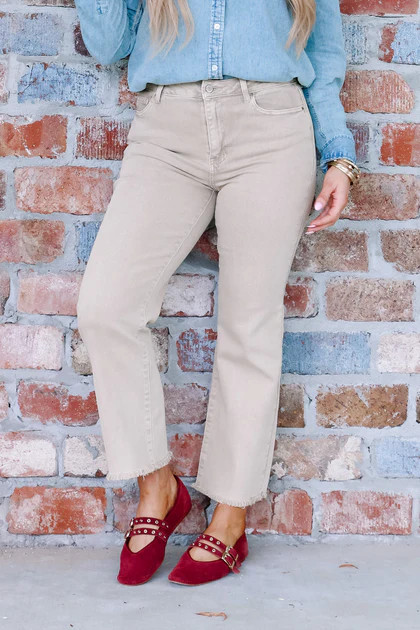 Take it Away Ash Mocha Wide Leg Jean | The Willow Tree