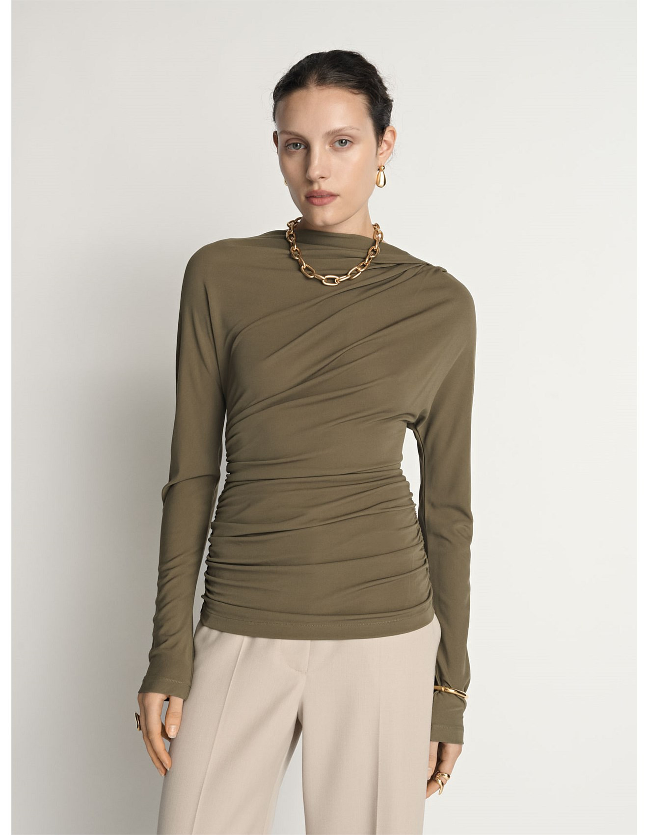 ASYMMETRIC DRAPED NECK TOP | David Jones (Australia & New Zealand)
