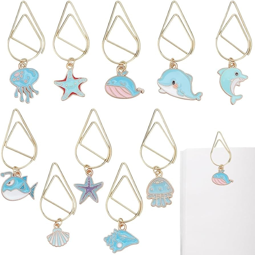 CRASPIRE 10 Styles Sea Life Paper Clips Cute Ocean Animal Seashell Paperclip Bookmarks Metal Read... | Amazon (US)