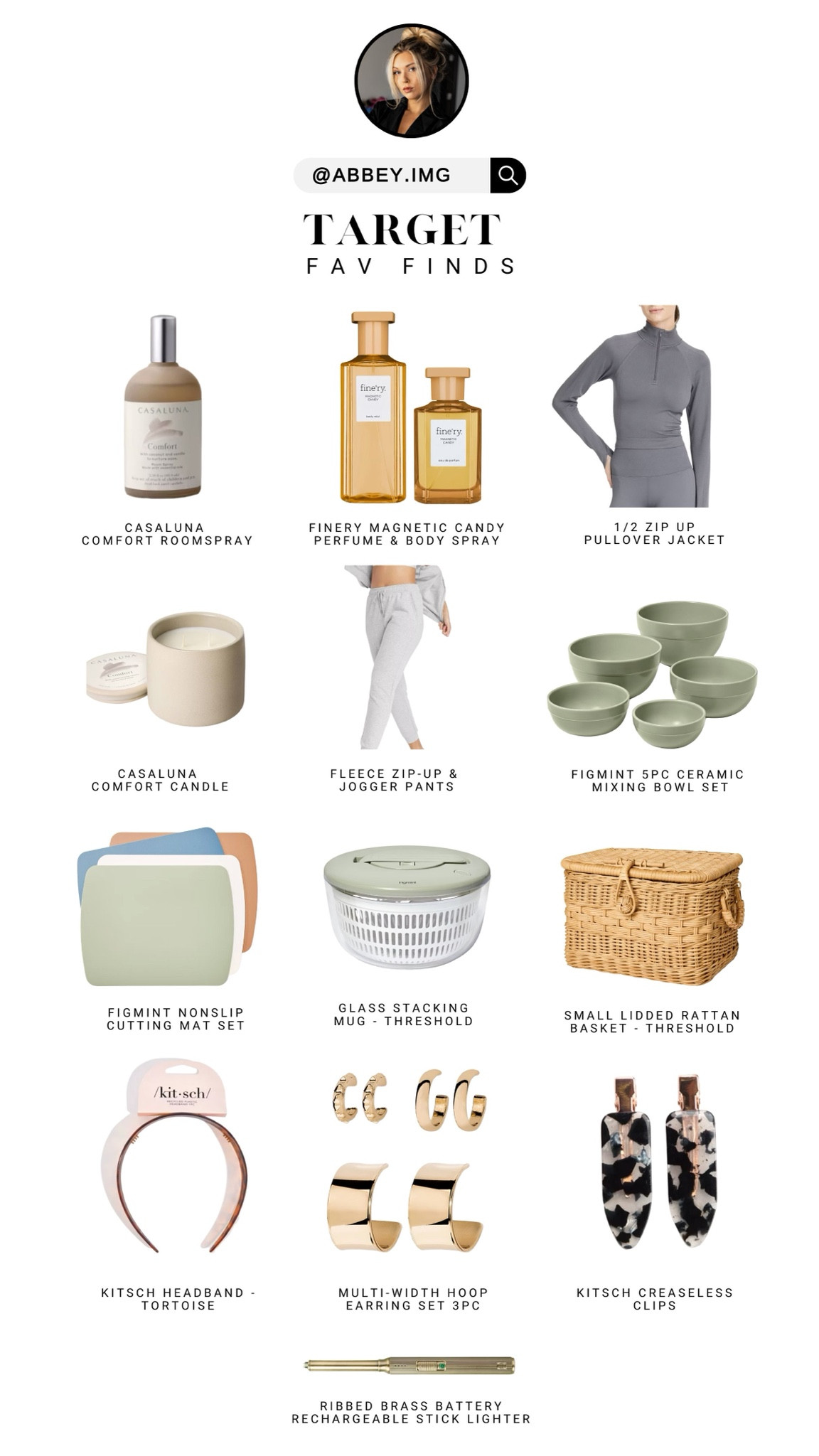TARGET: favorite finds ✨
January 2025 

The Casaluna “comfort” room spray, candles, and oil diffuser scent is incredible. 
Also obsessed with any of the Auden sleepwear or sweat sets!

The figmint cutting boards have changed my life. They are so easy to work with in the kitchen and so thin and flexible making it seamless to pick up and transfer ingredients. 

#targetfinds #targetstyle #target


#LTKfindsunder50 #LTKhome