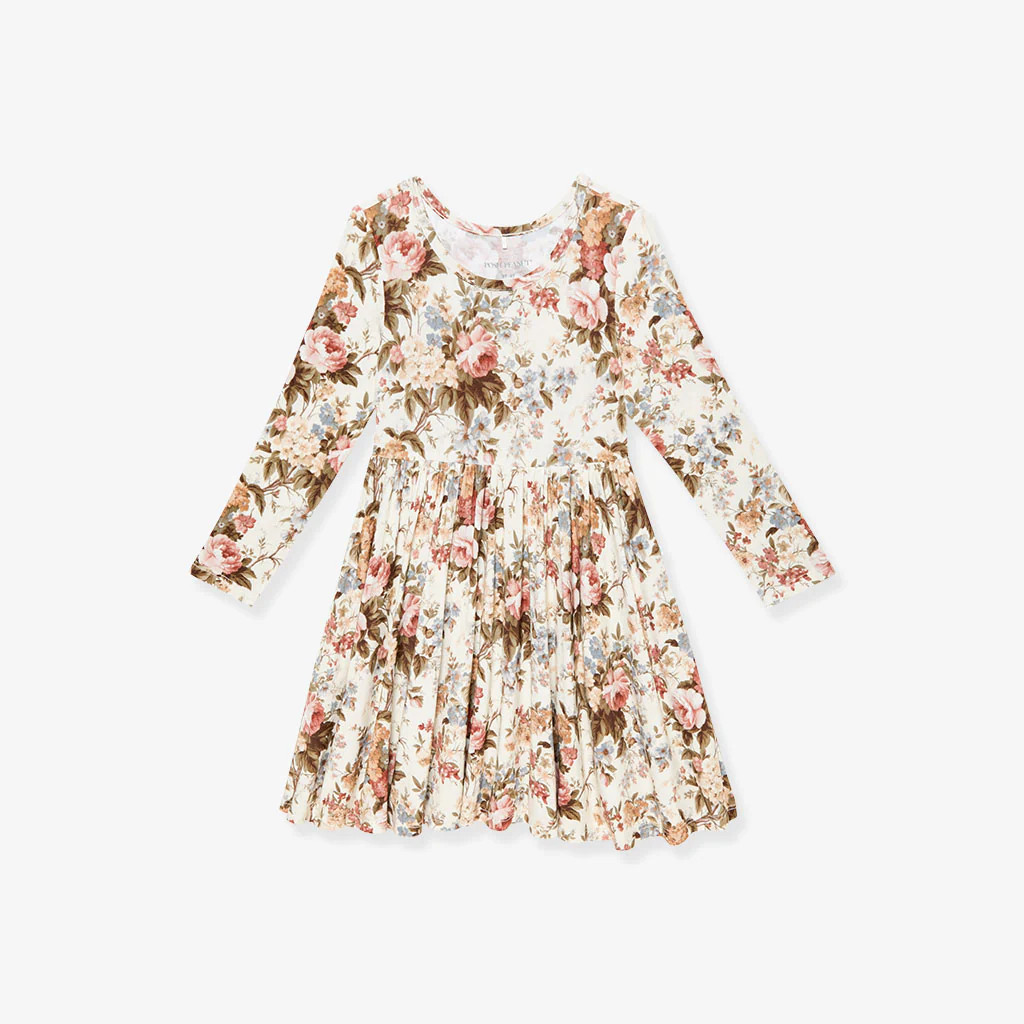 Floral White Girl Toddler Twirl Dress | Dauphine | Posh Peanut
