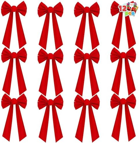 JOYIN 12 Pack Christmas Red Velvet Bows, 16" Long by 9" Wide Decorative Christmas Bows for Wreath... | Amazon (US)