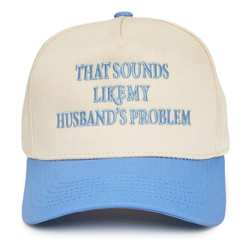 Funky Junque Canvas Snapback Trucker Hat - Father's Day, Funny Mom Hat, Baseball Cap for Mom & Dad - That Sounds Like My Husband's Problem - Denim/Beige | Amazon (US)